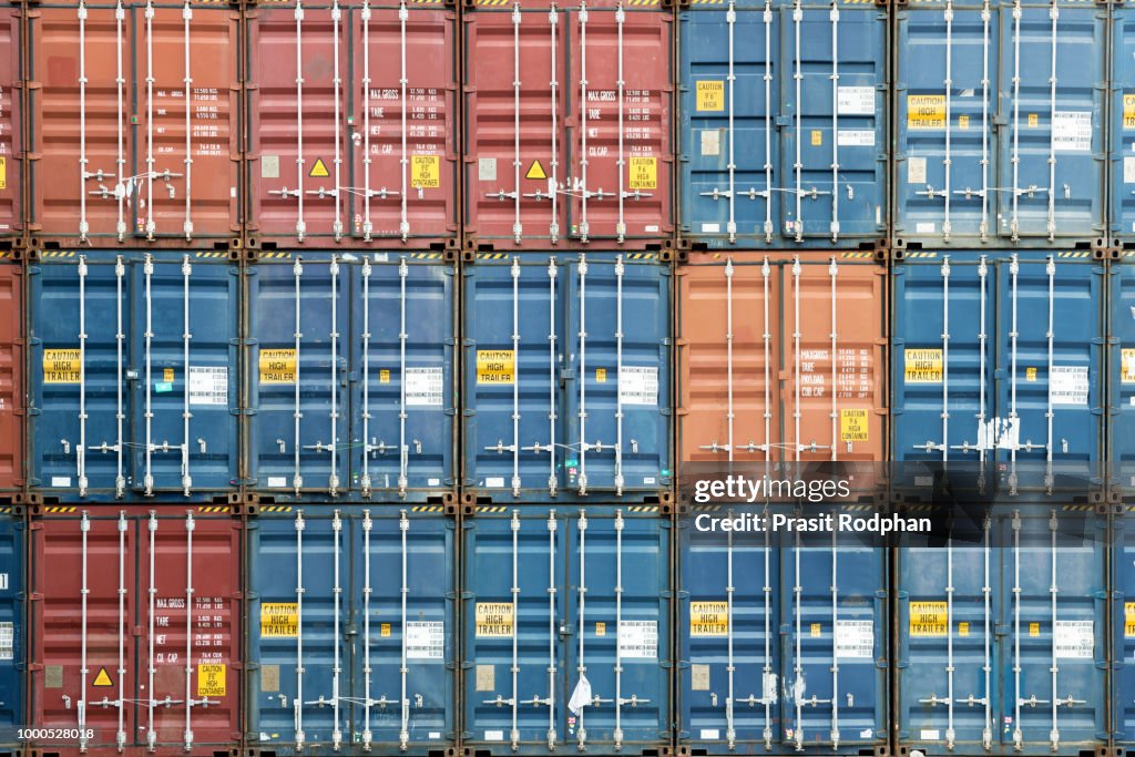 Industrial Container Stack Colorful Stack Of Container In Industrial Port High-Res Stock Photo ...
