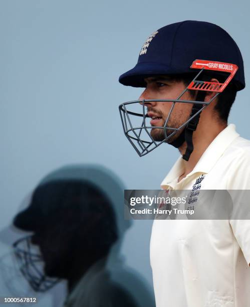 Alastair Cook of England Lions walks back to the pavilion after being dismissed for 180 during Day Two of the Tour Match match between England Lions...