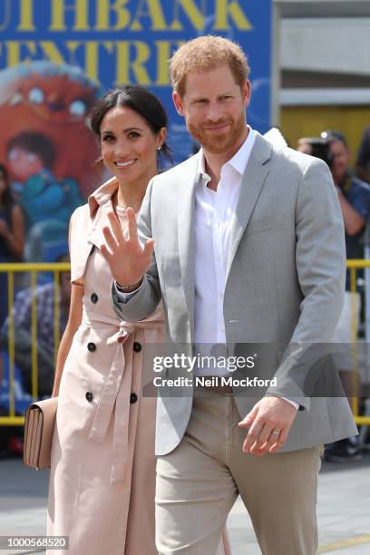 Meghan, Duchess of Sussex and Prince Harry, Duke of Sussex visit The Nelson Mandela Centenary Exhibition at the Queen Elizabeth Hall on July 17, 2018...