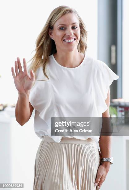 Porsche Brand Ambassador Angelique Kerber arrives for a press conference at the Porsche Museum on July 17, 2018 in Stuttgart, Germany.