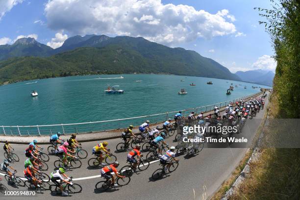 Greg Van Avermaet of Belgium and BMC Racing Team Yellow Leader Jersey / Annecy Lake / Peloton / Landscape / during the 105th Tour de France 2018 /...