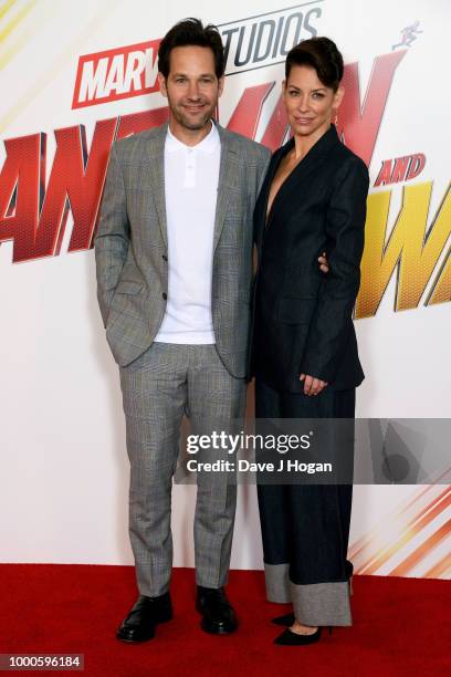 Paul Rudd and Evangeline Lilly attend the "Ant-Man and the Wasp" photocall at The Corinthia Hotel on July 17, 2018 in London, England.