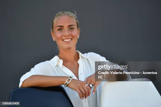 Juventus Women new signing Hilda Petronella Ekroth poses on July 17, 2018 in Vinovo, Italy.