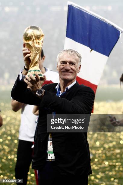 Didier Deschamps during Russia 2018 World Cup final football match between France and Croatia at the Luzhniki Stadium in Moscow on July 15, 2018.