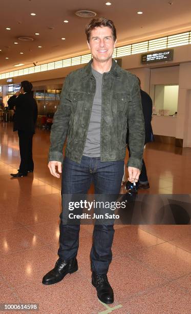 Tom Cruise is seen upon arrival at Haneda Airport on July 17, 2018 in Tokyo, Japan.