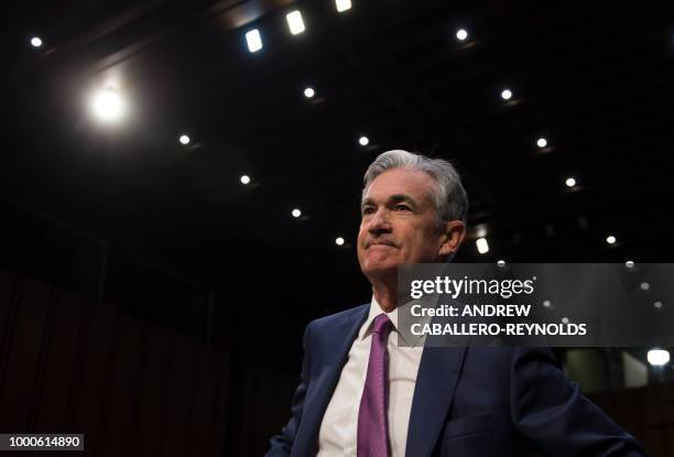 Federal Reserve Board Chairman Jerome Powell arrives at a hearing before the Senate Banking, Housing and Urban Affairs Committee July 17, 2018 on...