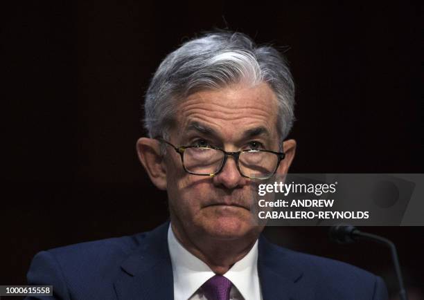 Federal Reserve Board Chairman Jerome Powell looks on during a hearing before the Senate Banking, Housing and Urban Affairs Committee July 17, 2018...