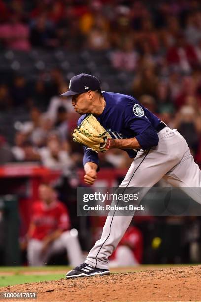 Seattle Mariners Edwin Diaz in action, pitching vs Los Angeles Angels at Angel Stadium. Anaheim, CA 7/11/2018 CREDIT: Robert Beck