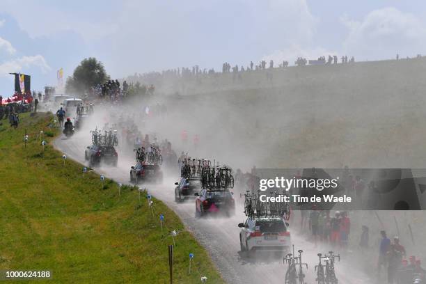 Col Des Glières / Dust / Fans / Public / Landscape / Silhouet / Car Caravan / during the 105th Tour de France 2018 / Stage 10 a 158,5km stage from...