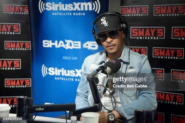 Actor/Rapper T.I. Visits 'Sway in the Morning' hosted by SiriusXM's Sway Calloway on Eminem's Shade 45 at the SiriusXM Studios on July 17, 2018 in...