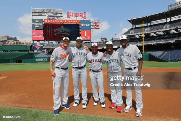 Manny Machado of the Baltimore Orioles, Nelson Cruz of the Seattle Mariners, Jose Ramirez of the Cleveland Indians, Jean Segura of the Seattle...