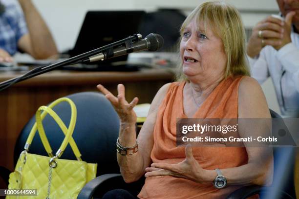 Rita Calore,crying, mother of Stefano Cucchi,interviewed as a witness during the trial against five military police officers for the death of Stefano...