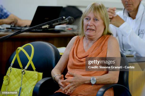 Rita Calore,crying, mother of Stefano Cucchi,interviewed as a witness during the trial against five military police officers for the death of Stefano...