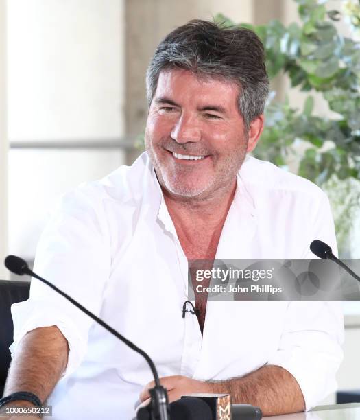 Simon Cowell smiles during The X Factor 2018 launch at Somerset House on July 17, 2018 in London, England.