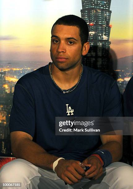 James Loney of the Los Angeles Dodgers attends a news conference to announce expanded partnership between the Los Angeles Dodgers and Taiwan Tourism...