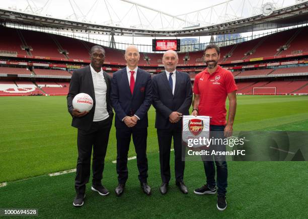 Real Madrid Legend Clarence Seedorf, Arsenal CEO Ivan Gazidis, Real Madrid ambassador Ricardo Gallago and Arsenal Legend Robert Pires at Emirates...