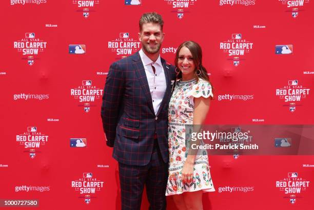 Bryce Harper of the Washington Nationals and the National League and wife Kayla Harper attend the 89th MLB All-Star Game, presented by MasterCard red...