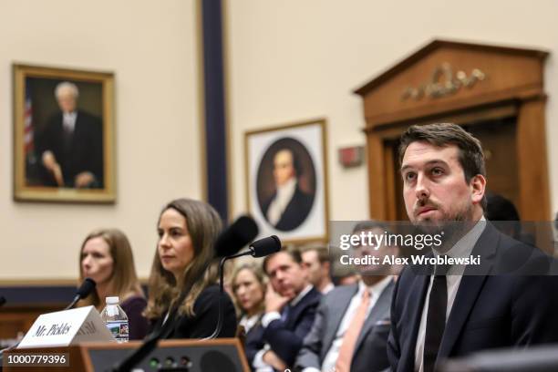 Nick Pickles , the Senior Strategist at Twitter, testifies to the House Judiciary Committee about content filtering practices on July 17, 2018 in...