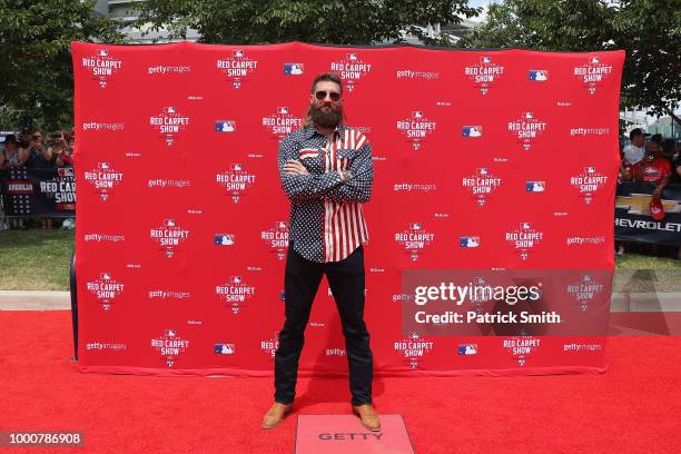 Charlie Blackmon of the Colorado Rockies and the National League attends the 89th MLB All-Star Game, presented by MasterCard red carpet at Nationals...