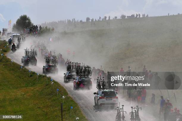 Col Des Glières / Dust / Fans / Public / Landscape / Silhouet / Car Caravan / during the 105th Tour de France 2018 / Stage 10 a 158,5km stage from...