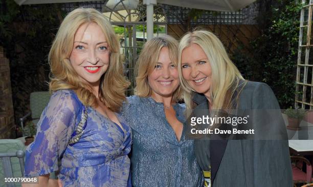 Sharon Maughan, Mika Simmons and Amanda Wakeley attend a special dinner hosted by For Good Causes in aid of Afrikids at Chucs on July 17, 2018 in...