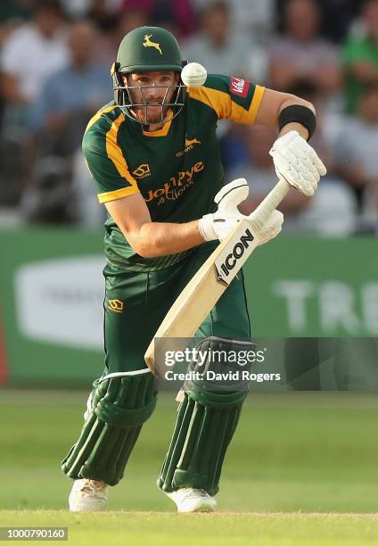 Riki Wessels Nottinghamshire watches the ball during the Vitality Blast match between Nottinghamshire Outlaws and Durham Jets at Trent Bridge on July...