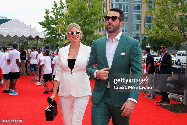 Justin Verlander of the Houston Astros and the American League and wife Kate Upton attend the 89th MLB All-Star Game, presented by MasterCard red...