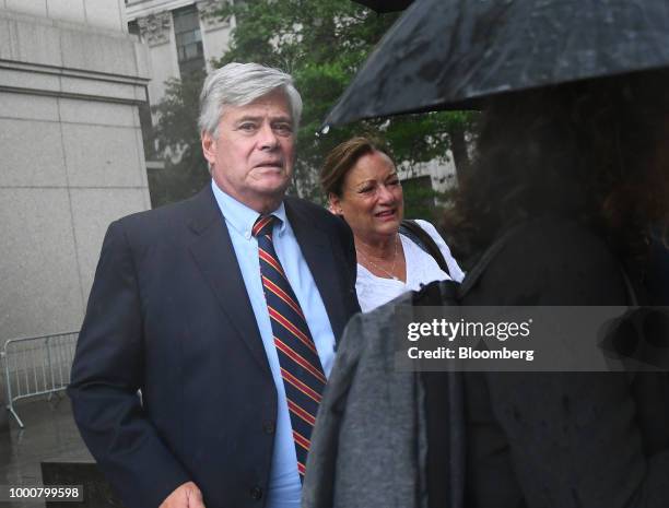 Former State Senate Majority Leader Dean Skelos, exits federal court in New York, U.S., on Tuesday, July 17, 2018. Skelos was found guilty of...