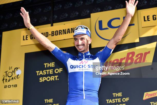 Julian Alaphilippe takes 1st place and win the polka dot jersey during the stage 10 of the Tour de France 2018 on July 17, 2018 in Annecy, France.