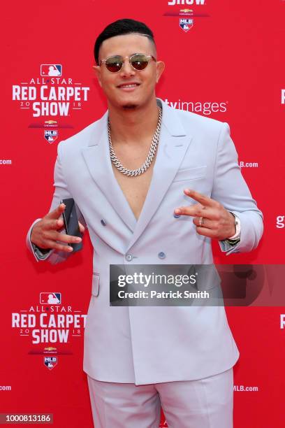 Manny Machado of the Baltimore Orioles and the American League attends the 89th MLB All-Star Game, presented by MasterCard red carpet at Nationals...