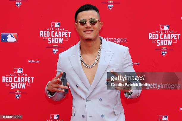 Manny Machado of the Baltimore Orioles and the American League attends the 89th MLB All-Star Game, presented by MasterCard red carpet at Nationals...