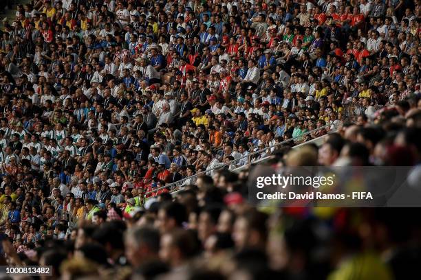 General view of the stadium during the 2018 FIFA World Cup Russia Final between France and Croatia at Luzhniki Stadium on July 15, 2018 in Moscow,...