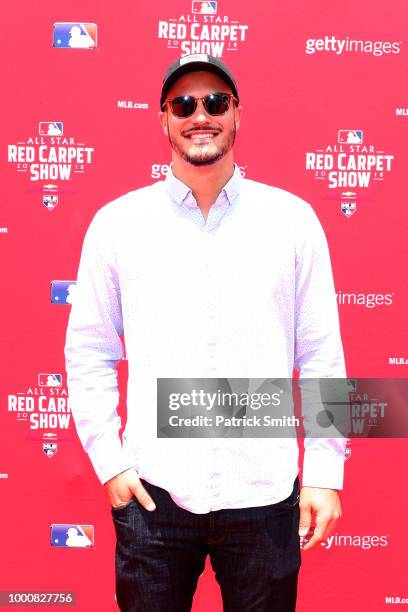 Nolan Arenado of the Colorado Rockies and the National League attends the 89th MLB All-Star Game, presented by MasterCard red carpet at Nationals...