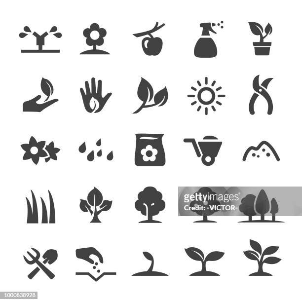 wachsende icons - smart-serie - gardening icons stock-grafiken, -clipart, -cartoons und -symbole