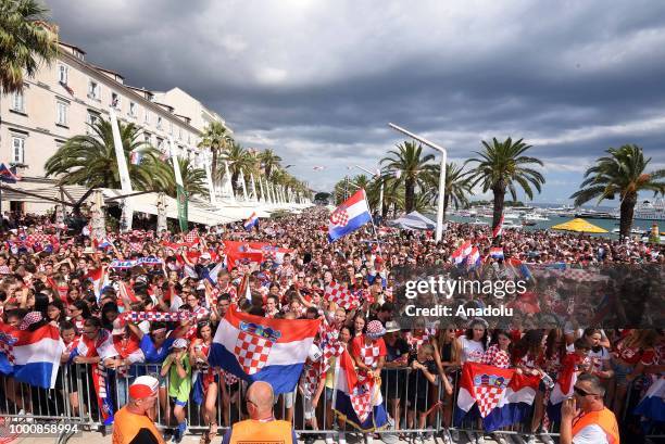 Fans attend the 2nd place celebration of Croatia in 2018 FIFA World Cup in Split, Croatia on July 17, 2018.