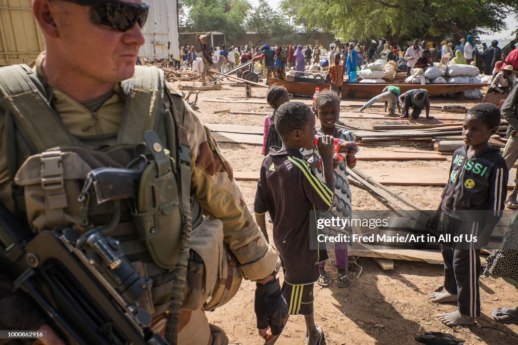 French soldiers from barkhane military operation in Sahel, Africa during a patrol in Mali. They fight against terrorism in the area.