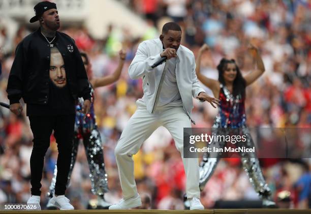 Will Smith is seen during the opening ceremony during the 2018 FIFA World Cup Russia Final between France and Croatia at Luzhniki Stadium on July 15,...