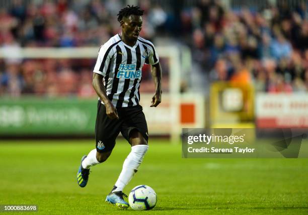 Christian Atsu of Newcastle United runs with the ball during the Pre Season Friendly match between St.Patricks Athletic and Newcastle United at...