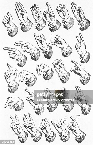 symbols:  sign language alphabet - gebarentaal stockfoto's en -beelden