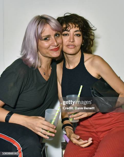 Sam Teasdale and Wafah Dufour attend the Bleach Summer Party at Protein Studios on July 17, 2018 in London, England.