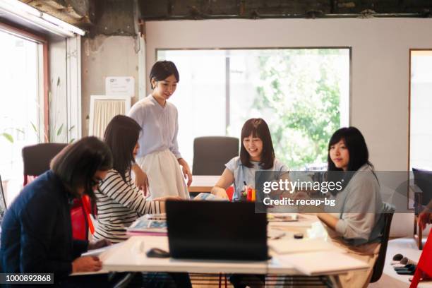 Women working together in modern working space