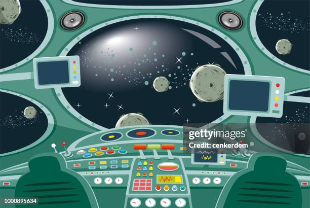 spaceship interior - rockets game stock illustrations