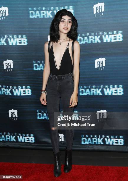 Alexa Mansour arrives to the Los Angeles premiere of Blumhouse Productions and Universal Pictures' "Unfriended: Dark Web" held at L.A. LIVE on July...