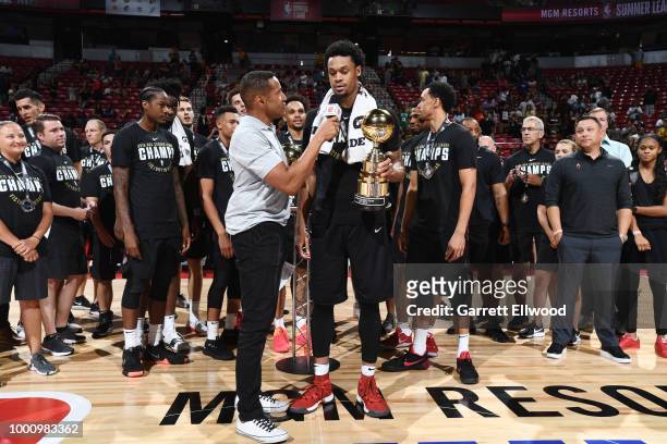 McDaniels of the Portland Trail Blazers is names the 2018 Summer League Championship Most Valuable Player after the game against the Los Angeles...