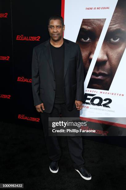 Denzel Washington attends the premiere of Columbia Picture's "Equalizer 2" at TCL Chinese Theatre on July 17, 2018 in Hollywood, California.