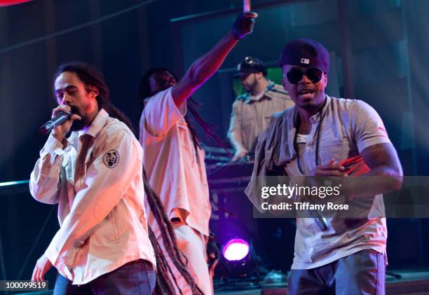 Musician Damian "Jr. Gong" Marley and recording artist Nas attend Fuel TV's "The Daily Habit" on May 20, 2010 in Los Angeles, California.