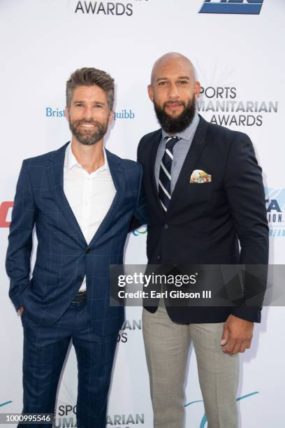 Kyle Martino and Tim Howard attend the 4th Annual Sports Humanitarian Awards at The Novo by Microsoft on July 17, 2018 in Los Angeles, California.