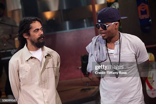 Musician Damian "Jr. Gong" Marley and recording artist Nas attend Fuel TV's "The Daily Habit" on May 20, 2010 in Los Angeles, California.