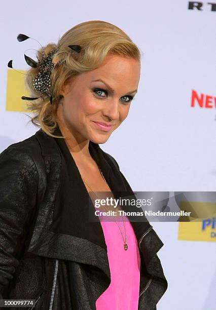 Host Mirjam Weichselbraun arrives at 'The Dome 54' at the Hanns-Martin Schleyer Halle on May 20, 2010 in Stuttgart, Germany.