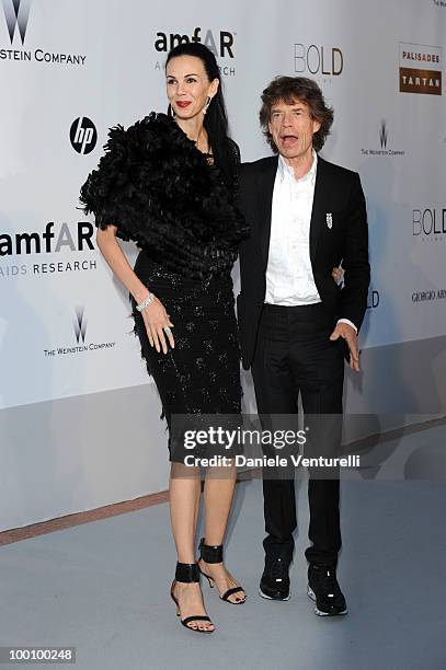 Wren Scott and Mick Jagger attend the amfAR's Cinema Against Aids Gala at the Hotel Du Cap during the 63rd International Cannes Film Festival on May...